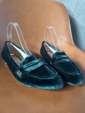 Zara TRF Hunter Dark Green Velvet Penny Loafers Flats Women’s EU38 US 7.5